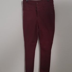 Burgundy high rise skinny jeans